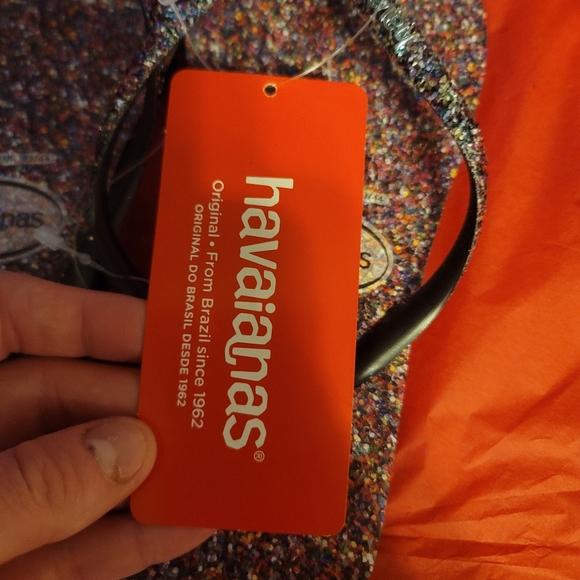 Havaianas Women's Blue Carnival Flip-Flop: Glitter: NWT: SZ 11/12 - Picture 3 of 4